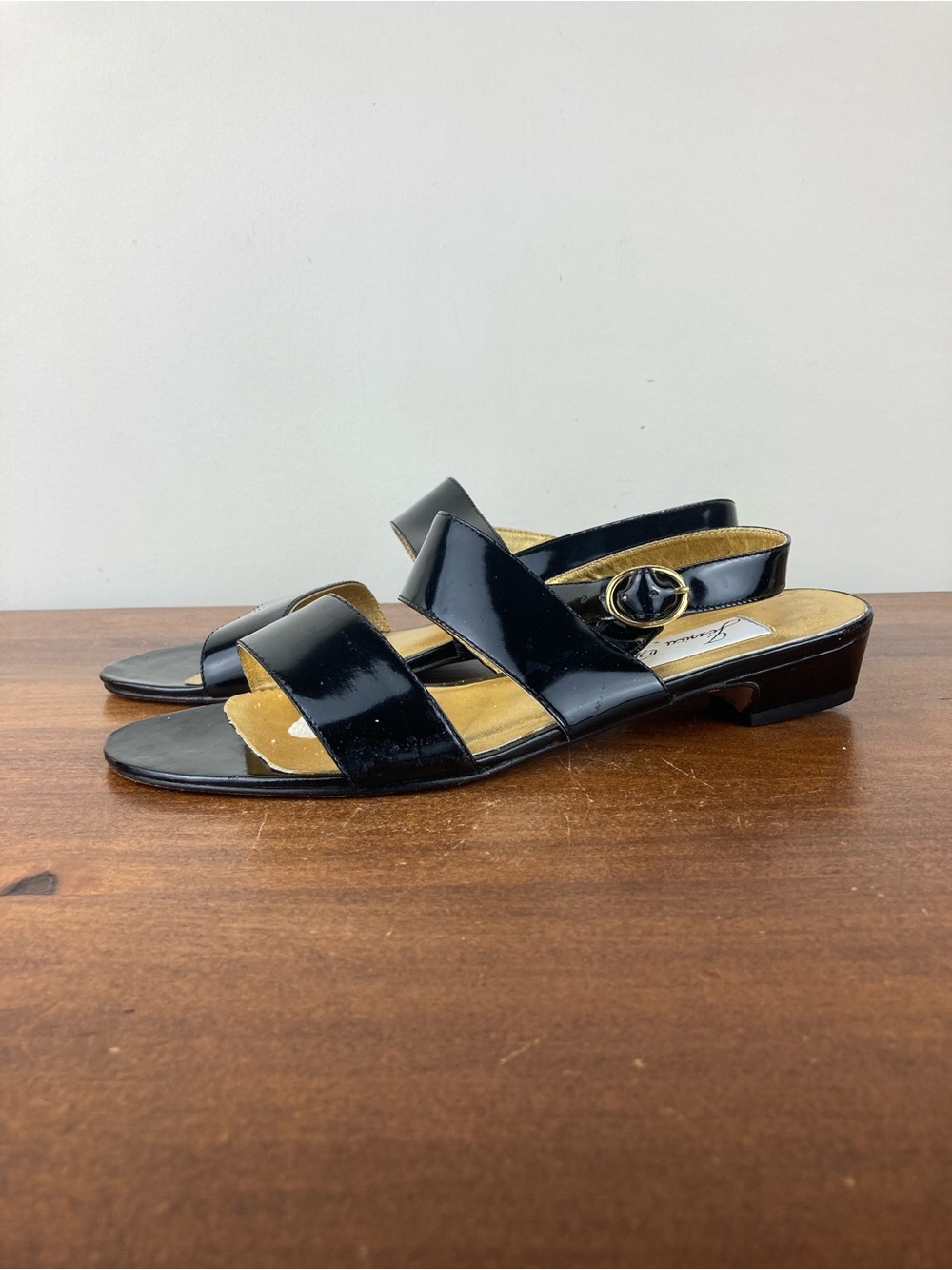 Jessica Farrell Jill Black Patent Leather Strap Sandals Women’s Size 8N.